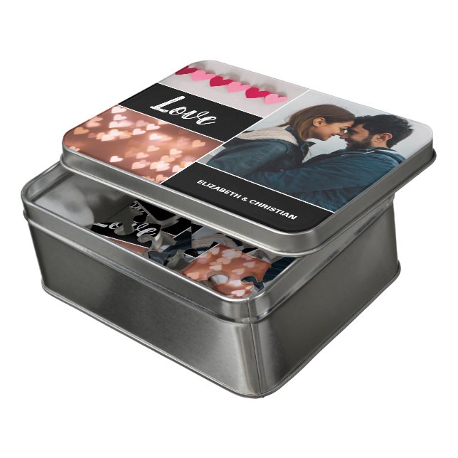 Personalized Photo Collage Love Boyfriend Gift Jigsaw Puzzle (Lid Open)