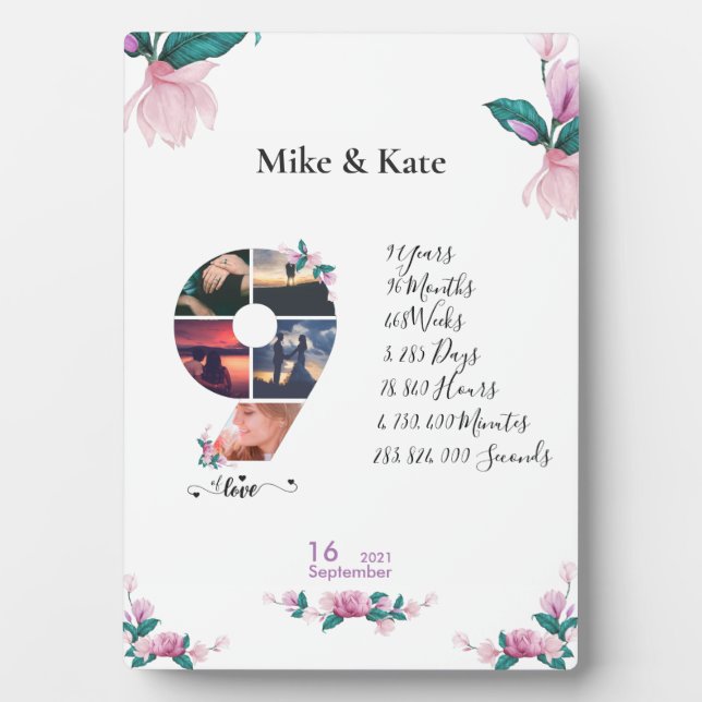 Personalized Photo collage Love Couple anniversary Plaque (Front)