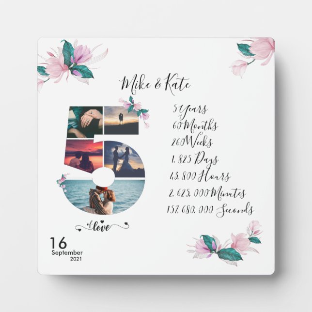 Personalized Photo collage Love Couple Anniversary Plaque (Front)
