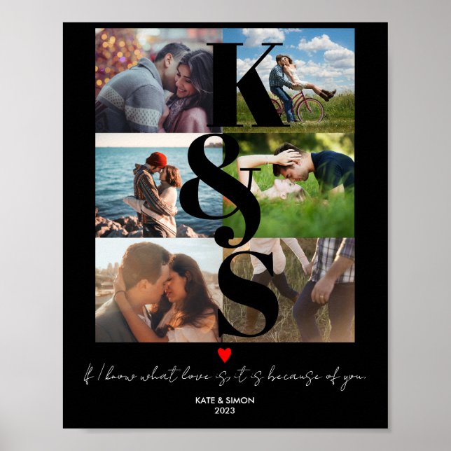 Personalized Photo Collage LOVE Gift Custom Text Poster (Front)