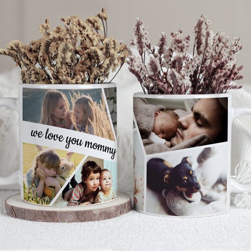 Personalized Photo Collage Love Mom Family Coffee Mug