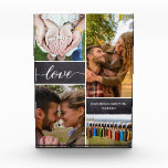 Personalized Photo collage Love Script Anniversary<br><div class="desc">Customize this photo block with up to four of your favorite photos as a couple together. Give it as a gift for your anniversary, valentine's day, her birthday, for Christmas. Personalize the date and name fields. The chalkboard background blocks adds a rustic feel and the love script with it's modern...</div>
