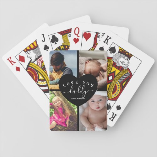 Personalized Photo Collage Love You Daddy Gifts Poker Cards