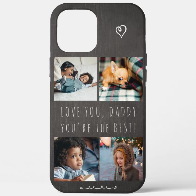 Personalized photo collage Love you Daddy script Case-Mate iPhone Case (Back)