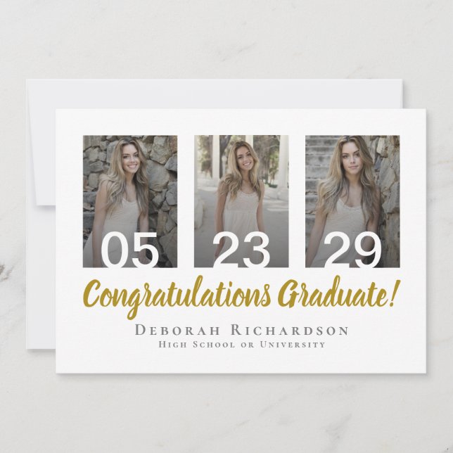 Personalized Photo Collage Modern Graduation Card (Front)