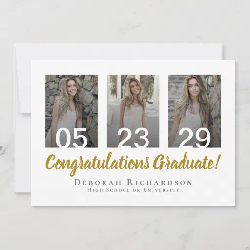 Personalized Photo Collage Modern Graduation Card