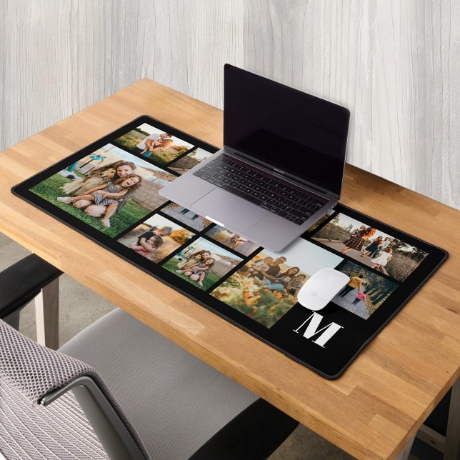 Personalized Photo Collage Monogram Desk Mat (Creator Uploaded)