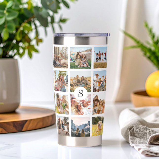 Personalized Photo Collage Monogram Insulated Tumbler (Creator Uploaded)