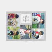 Personalized Photo Collage Monogrammed Gray Gift Fleece Blanket (Front (Horizontal))