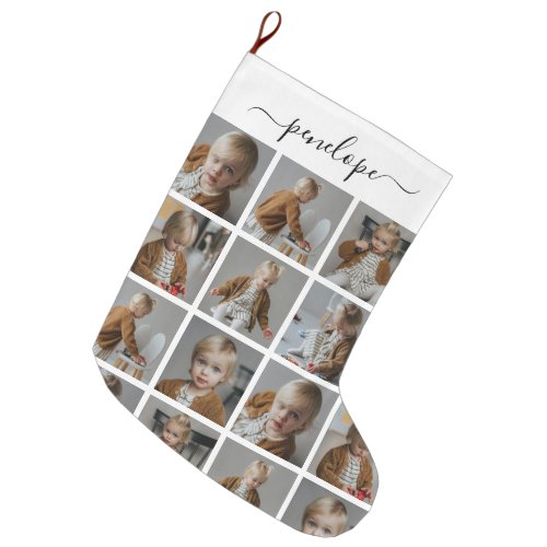 Personalized Photo Collage Name Large Christmas Stocking