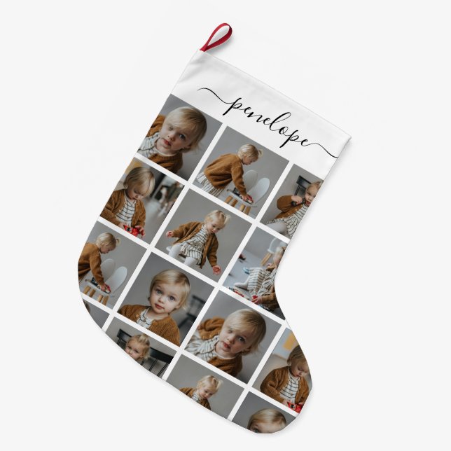 Personalized Photo Collage Name Large Christmas Stocking (Front (Hanging))