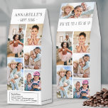 Personalized Photo Collage Name Roasted Coffee<br><div class="desc">Funny Personalized Happy Beans Coffee Bag. Brighten someone’s day with this custom bag of roasted coffee featuring photo collages on both the front and back. The front shows “Happy Beans” in a bold serif font, with space above for the recipient’s name in a handwritten style font. Underneath, a six-photo collage...</div>