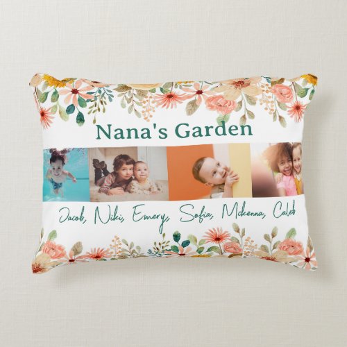 Personalized Photo Collage Nana Grandmas Garden  Accent Pillow