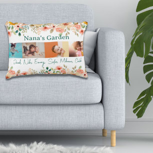 Personalized Photo Collage Nana Grandma's Garden Accent Pillow
