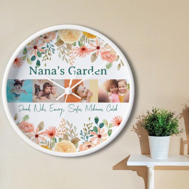 Personalized Photo Collage Nana Grandma's Garden  Clock (Personalized Photo Collage Nana Grandma's Garden Clock)
