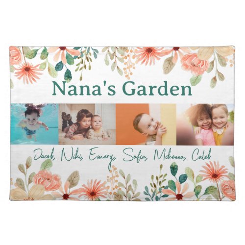 Personalized Photo Collage Nana Grandmas Garden  Cloth Placemat