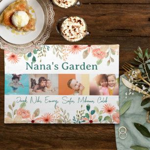 Personalized Photo Collage Nana Grandma's Garden Cloth Placemat