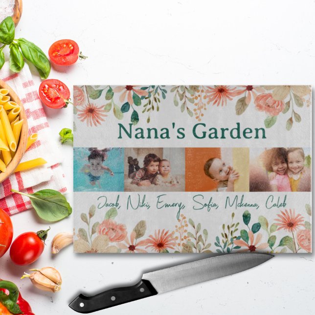 Personalized Photo Collage Nana Grandma's Garden  Cutting Board (Personalized Photo Collage Nana Grandma's Garden Cutting Board)