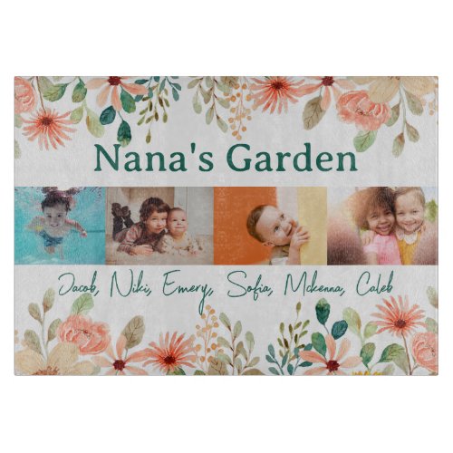Personalized Photo Collage Nana Grandmas Garden  Cutting Board