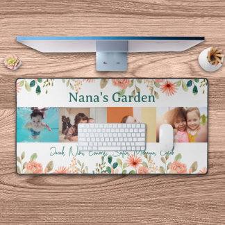 Personalized Photo Collage Nana Grandma's Garden  Desk Mat