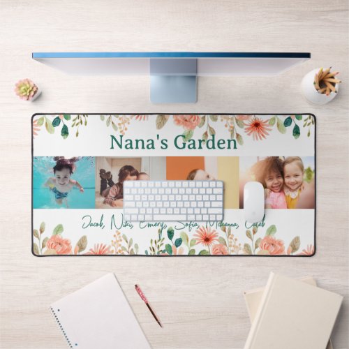 Personalized Photo Collage Nana Grandmas Garden  Desk Mat