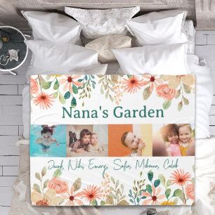 Personalized Photo Collage Nana Grandma's Garden  Fleece Blanket