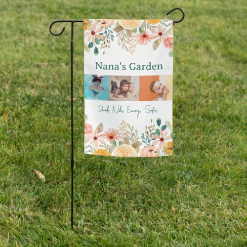 Personalized Photo Collage Nana Grandmas Garden  Garden Flag
