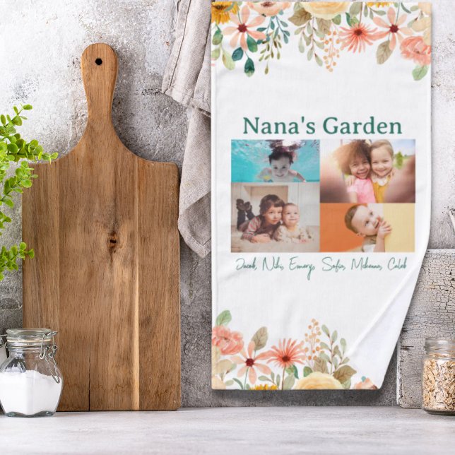 Personalized Photo Collage Nana Grandma's Garden Hand Towel (Personalized Photo Collage Nana Grandma's Garden Hand Towel)