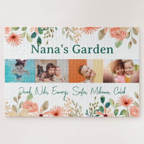 Personalized Photo Collage Nana Grandmas Garden  Jigsaw Puzzle