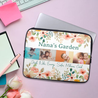 Personalized Photo Collage Nana Grandma's Garden  Laptop Sleeve