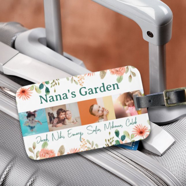Personalized Photo Collage Nana Grandma's Garden  Luggage Tag (Personalized Photo Collage Nana Grandma's Garden Luggage Tag)