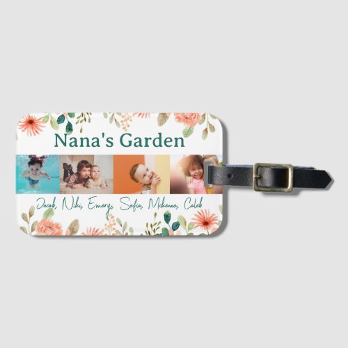 Personalized Photo Collage Nana Grandmas Garden  Luggage Tag