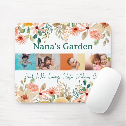Personalized Photo Collage Nana Grandmas Garden  Mouse Pad