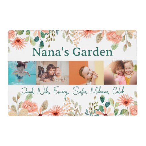 Personalized Photo Collage Nana Grandmas Garden  Placemat