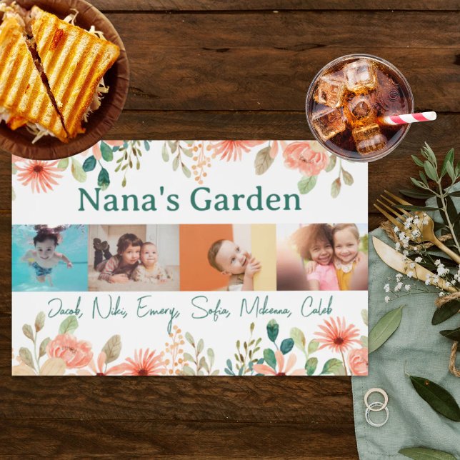 Personalized Photo Collage Nana Grandma's Garden  Placemat (Personalized Photo Collage Nana Grandma's Garden Placemat)