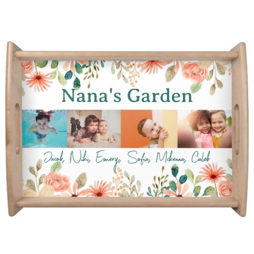 Personalized Photo Collage Nana Grandmas Garden  Serving Tray
