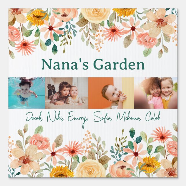 Personalized Photo Collage Nana Grandma's Garden  Sign (Front)