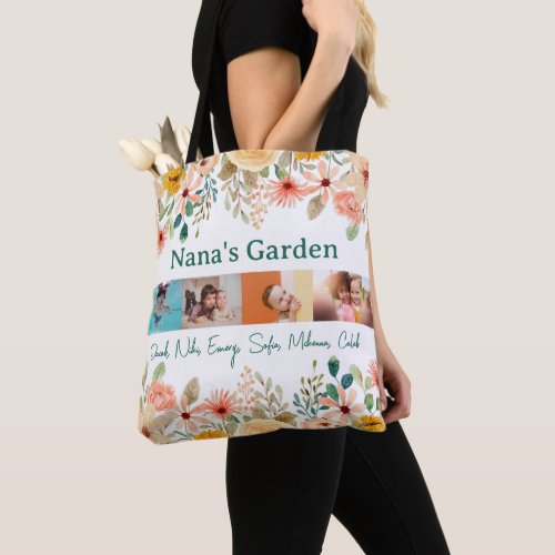 Personalized Photo Collage Nana Grandmas Garden  Tote Bag