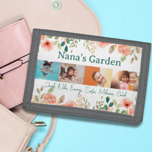 Personalized Photo Collage Nana Grandma's Garden  Tri-fold Wallet