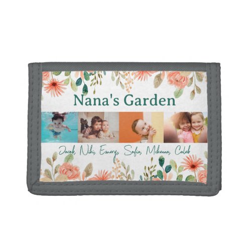 Personalized Photo Collage Nana Grandmas Garden  Trifold Wallet