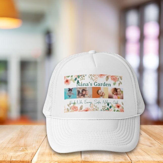 Personalized Photo Collage Nana Grandma's Garden  Trucker Hat (Personalized Photo Collage Nana Grandma's Garden Trucker Hat)
