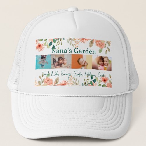 Personalized Photo Collage Nana Grandmas Garden  Trucker Hat