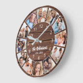 Personalized Photo Collage Natural Wood Family Large Clock (Angle)