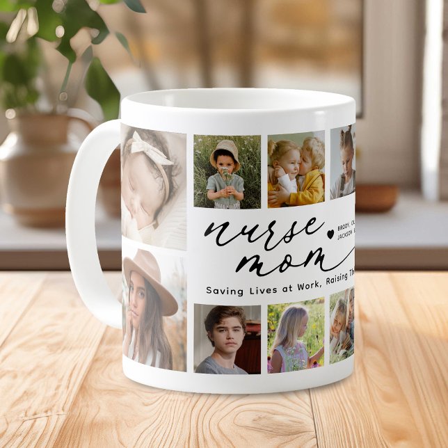 Personalized Photo Collage Nurse Mom Coffee Mug (Creator Uploaded)