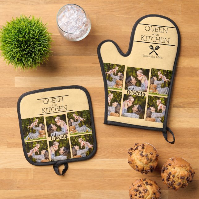 Personalized Photo Collage Oven Mitt & Pot Holder Oven Mitt & Pot Holder Set (Top Down)