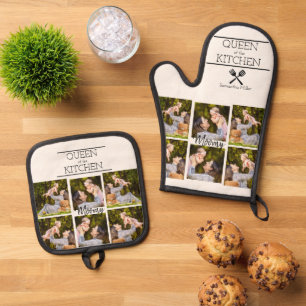 Personalized Photo Collage Oven Mitt & Pot Holder Set
