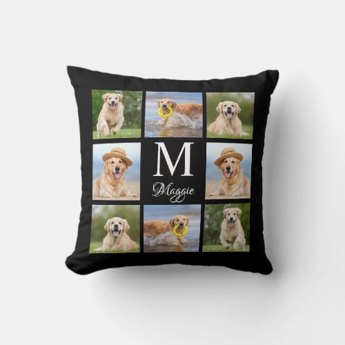 Personalized Photo Collage Pet Keepsake Dog Lover Throw Pillow - Celebrate your best friend with a custom dog photo collage pillow in a black and white design. This unique monogrammed initial and name photo keepsake pet pillow is the perfect gift for yourself, family or friends to honor those loved . 
 We hope your photo dog pillow will bring you joy , peace , and happy memories . 
 Customize with 8 of your favorite pets photos, monogram initial and personalized name.  See 'personalize this template' to change photos , initial and name . It is best to crop your photos centered prior to upload.
COPYRIGHT © 2020 Judy Burrows, Black Dog Art - All Rights Reserved. Personalized Photo Collage Pet Keepsake Dog Lover Throw Pillow 