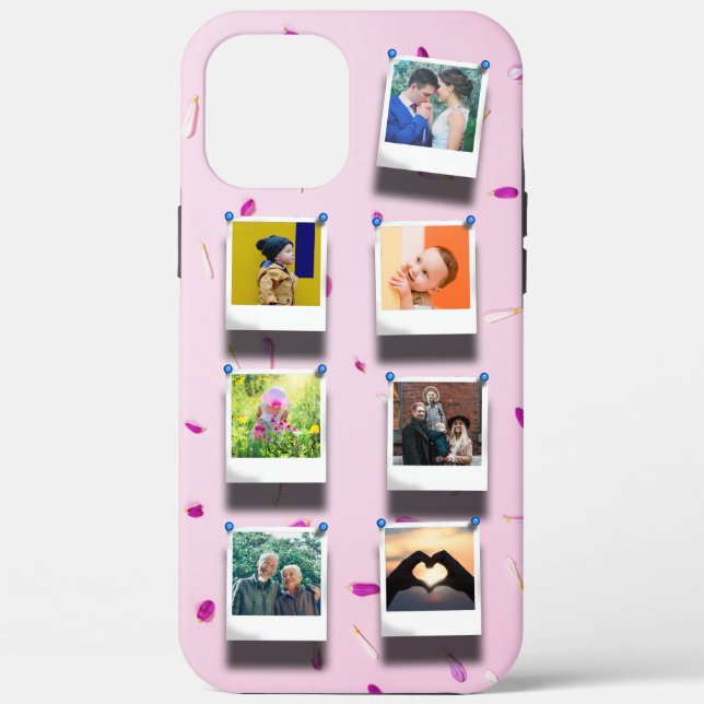 Personalized Photo Collage Pink Girly Petals 7 Case-Mate iPhone Case (Back)