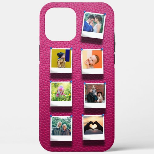 Personalized Photo Collage Pink Girly Trendy Chic iPhone 12 Pro Max Case