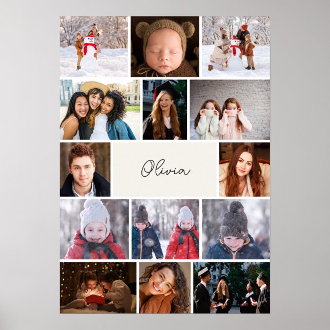 Personalized Photo Collage Poster with Name (Front)